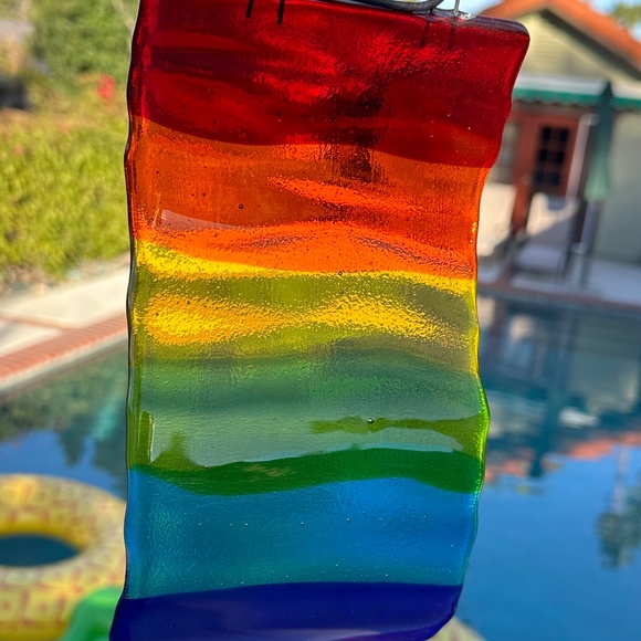 fused glass pride wavy suncatcher - 5x9.5 inches - Picture 1 of 7